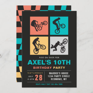 Invitation d'anniversaire BMX   Invitation à vélo