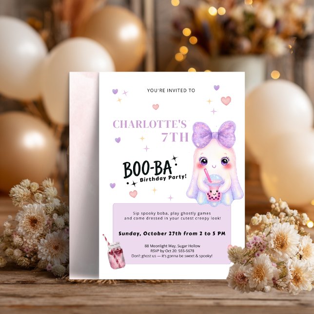Invitation d'anniversaire Boba | BOO-BA effrayant  (Créateur téléchargé)