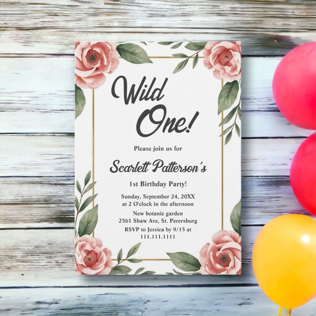 Invitation d'anniversaire Bohème Rustique Floral A (Créateur téléchargé)