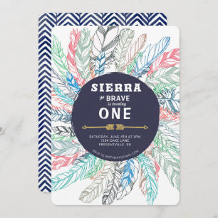 Invitation d'anniversaire Boho Brave Feather