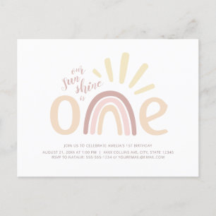 Invitation d'anniversaire Boho Rainbow et Sunshine
