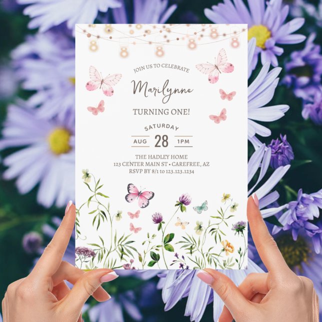Invitation d'anniversaire Boho Wildflower 1ère ann (Créateur téléchargé)