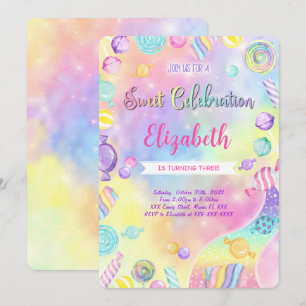 Invitation d'anniversaire bonbons modifiable 