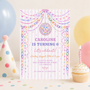 Invitation d'anniversaire boule disco chaîne en pa