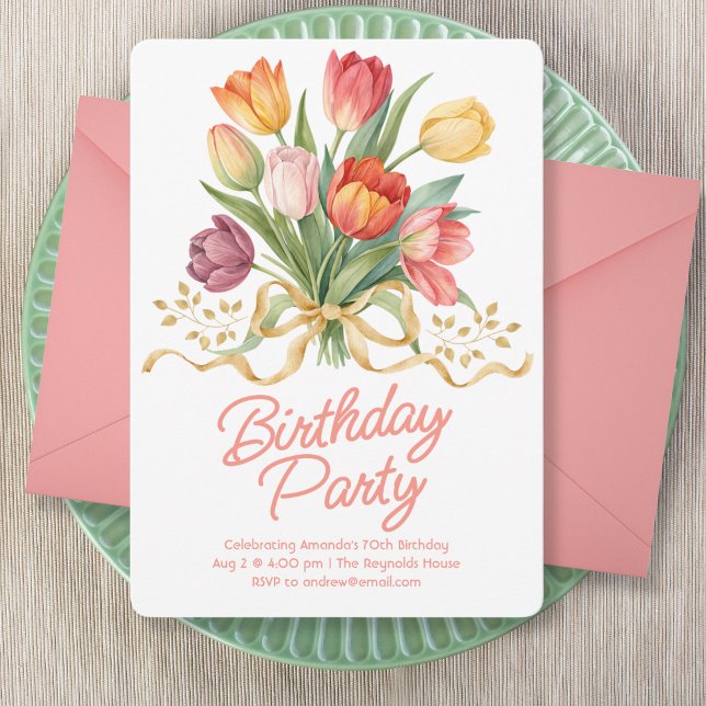 Invitation d'anniversaire Bouquet de Tulipes (Créateur téléchargé)