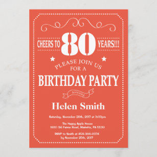 Anniversaire 80 Ans Invitations Faire Part Cartes Zazzle