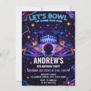 Invitation d'anniversaire bowling Glow personnalis