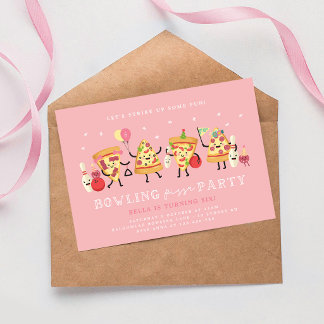 Invitation d'anniversaire Bowling Pizza Filles Str