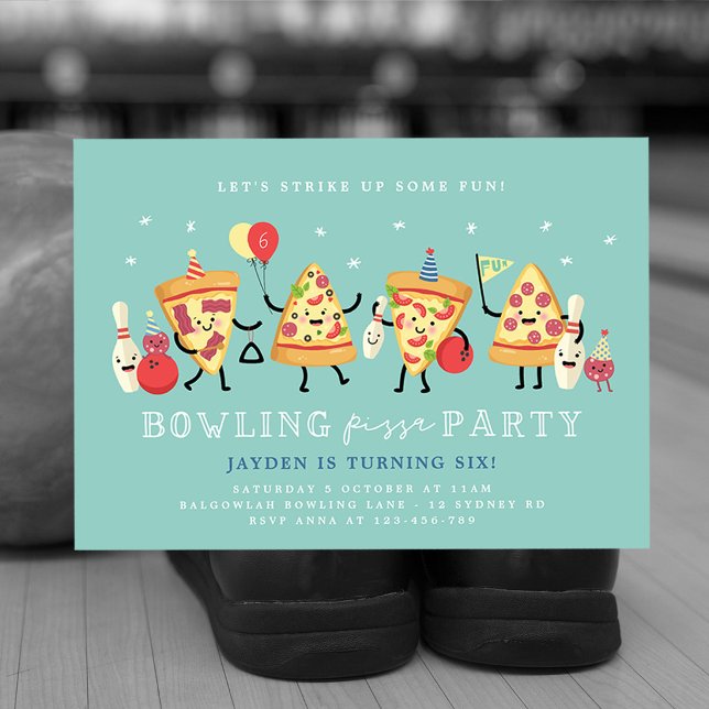 Invitation d'anniversaire Bowling Pizza Garçons Fr (Créateur téléchargé)