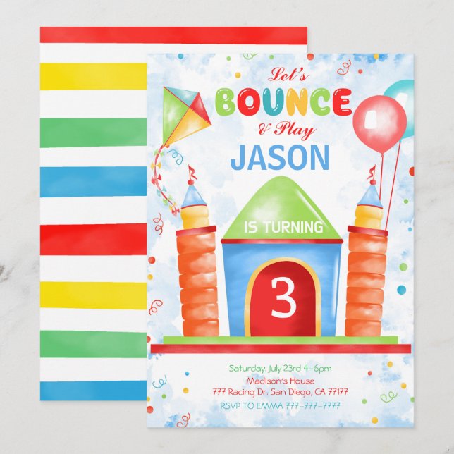 Invitation d'anniversaire Boy Bounce (Devant / Derrière)