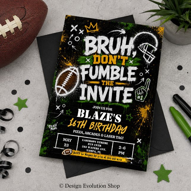 Invitation d'anniversaire Bruh Don't Fumble the In (Créateur téléchargé)