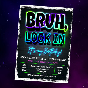 Invitation d'anniversaire Bruh Lock In