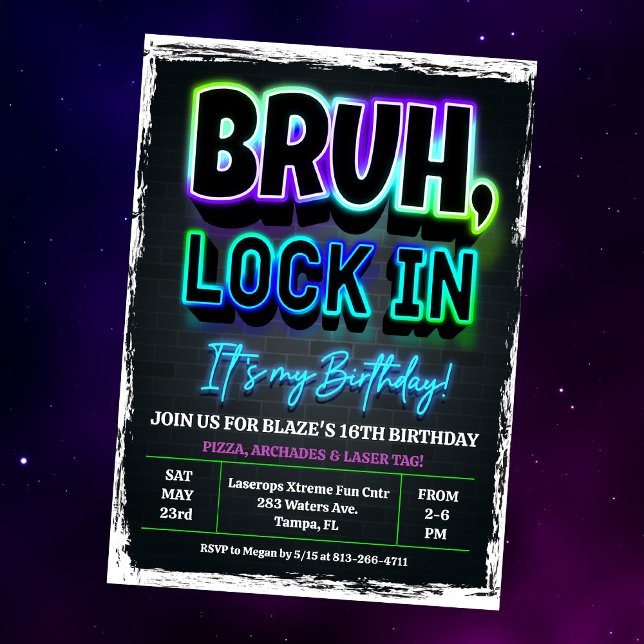 Invitation d'anniversaire Bruh Lock In (Créateur téléchargé)