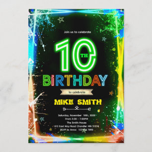 Invitation d'anniversaire Bruh neon 10