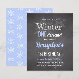 Invitation d'anniversaire Budget Blue Winter Onede