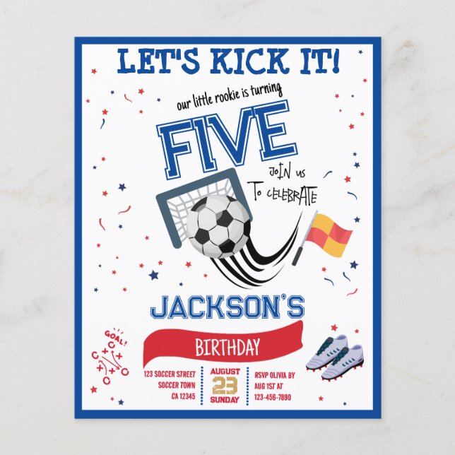 Invitation d'anniversaire Budget Football Débutant (Devant)