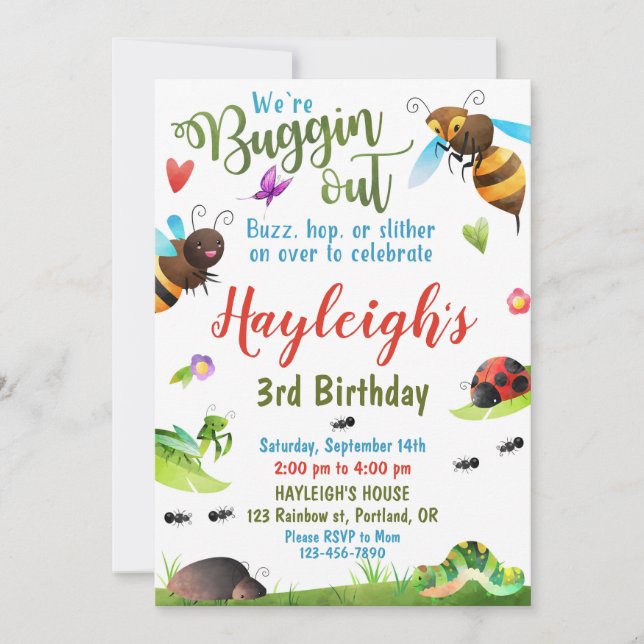 Invitation d'anniversaire Bug 1er Premier annivers (Devant)