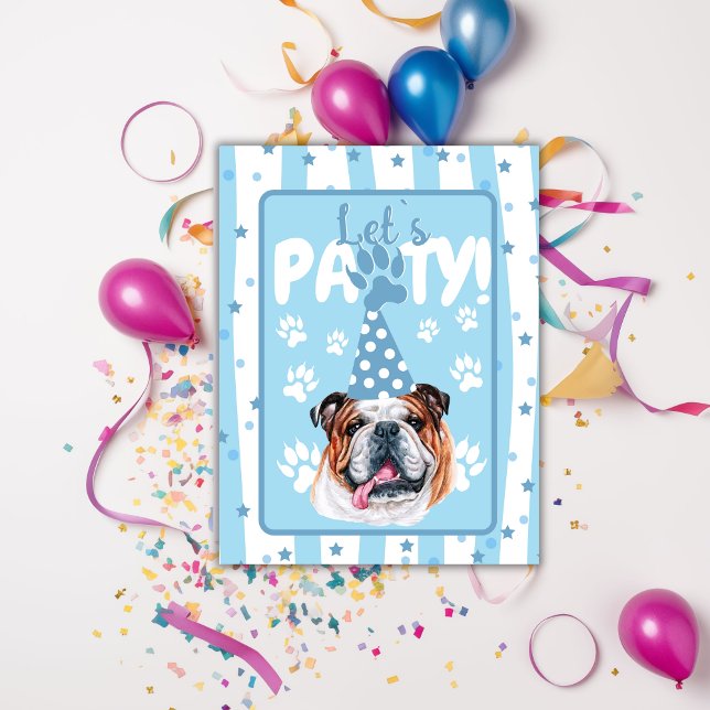 Invitation d'anniversaire bulldog illustration ble (Créateur téléchargé)