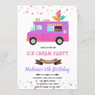 Invitation d'anniversaire camion de glace mignon
