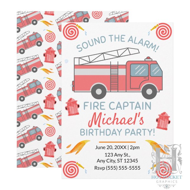 Invitation d'anniversaire Camion de pompiers (Créateur téléchargé)