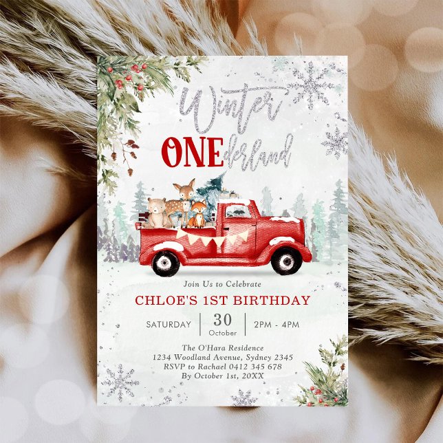 Invitation d'anniversaire camion rouge ONEderland  (Créateur téléchargé)