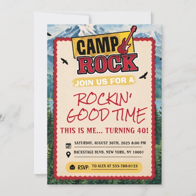 Invitation d'anniversaire Camp Rock (Devant)