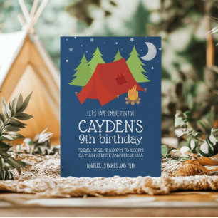 Invitation d'anniversaire Camping et S'mores tente