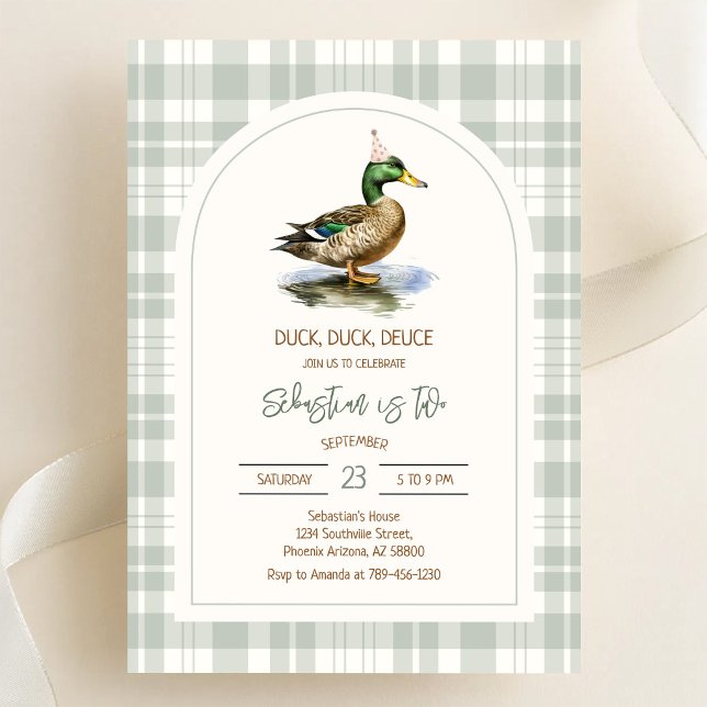 Invitation d'anniversaire Canard Colvert Deuce Can (Créateur téléchargé)