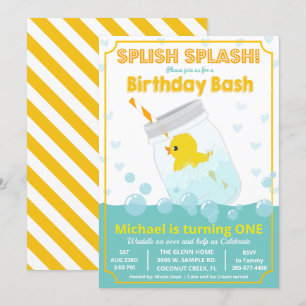 Invitation d'anniversaire Canard en caoutchouc - T