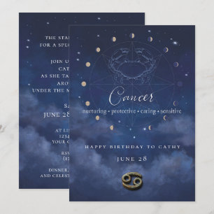 Invitation d'anniversaire Cancer Zodiaque