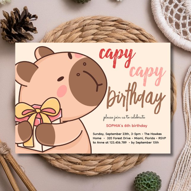 Invitation d'anniversaire capy capy capybara (Créateur téléchargé)