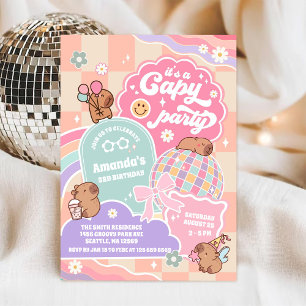 Invitation d'anniversaire Capy Party Rétro Groovy 