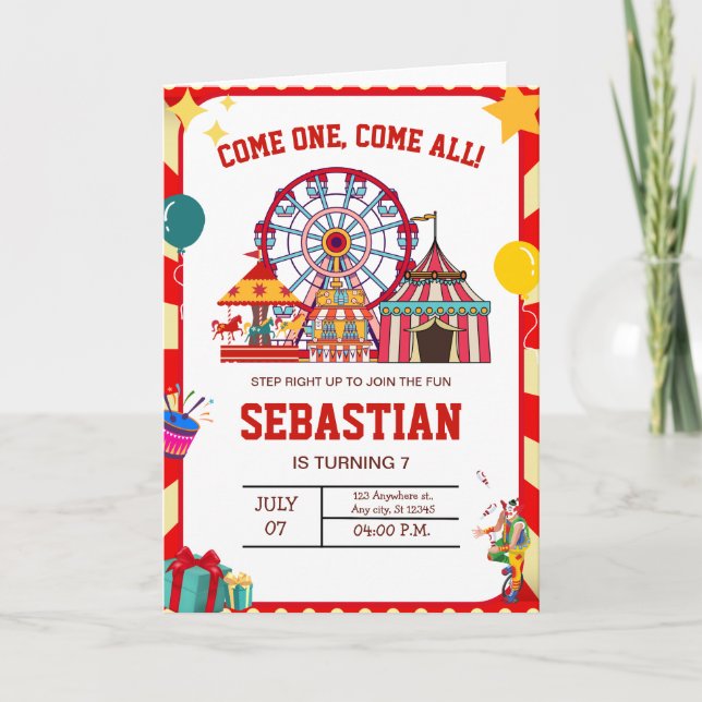 Invitation d'anniversaire Carnaval, Anniversaire c (Devant)
