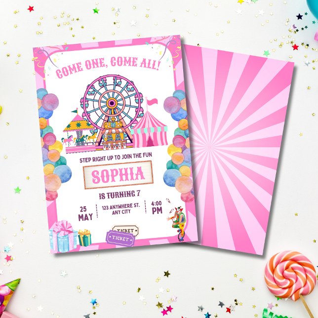 Invitation d'anniversaire Carnaval Fille d'anniver (Créateur téléchargé)