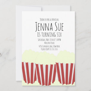 Invitation d'anniversaire Carnaval Popcorn de Cirq