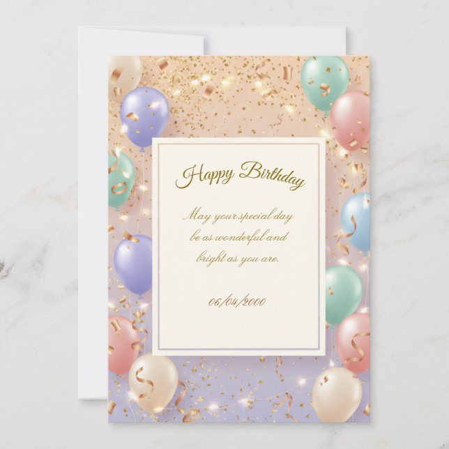 Invitation d'anniversaire Carte Élégante | Joyeux  (Devant)
