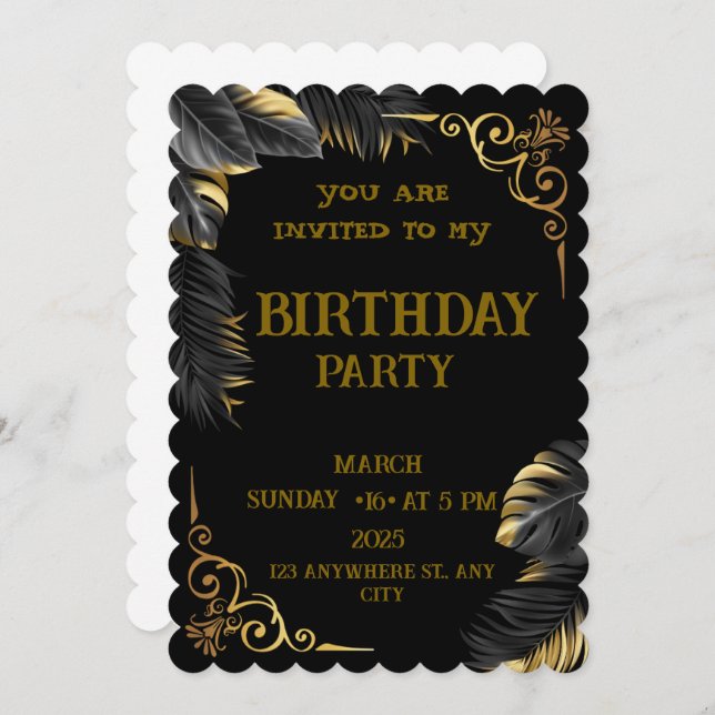 Invitation d'anniversaire - Carte numérique modifi (Devant / Derrière)