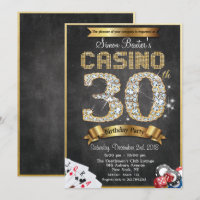 Invitation d'anniversaire Casino 30ème Diamant Or