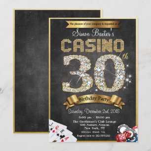 Invitation d'anniversaire Casino 30ème Diamant Or