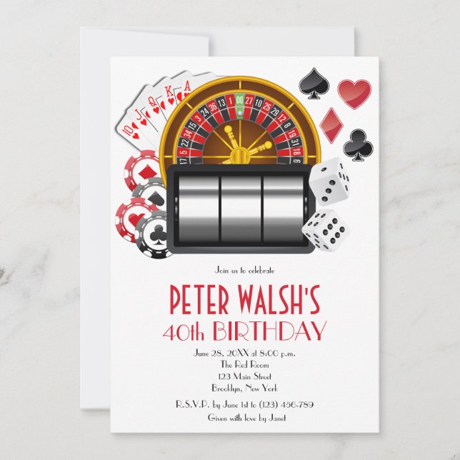 Invitation d'anniversaire Casino Las Vegas (Devant)
