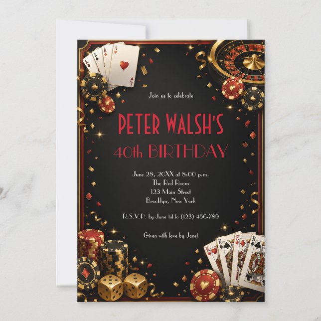 Invitation d'anniversaire Casino Las Vegas (Devant)