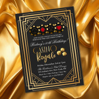 Invitation d'anniversaire Casino Vegas Noir et Or