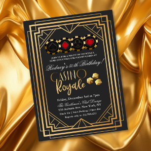 Invitation d'anniversaire Casino Vegas Noir et Or