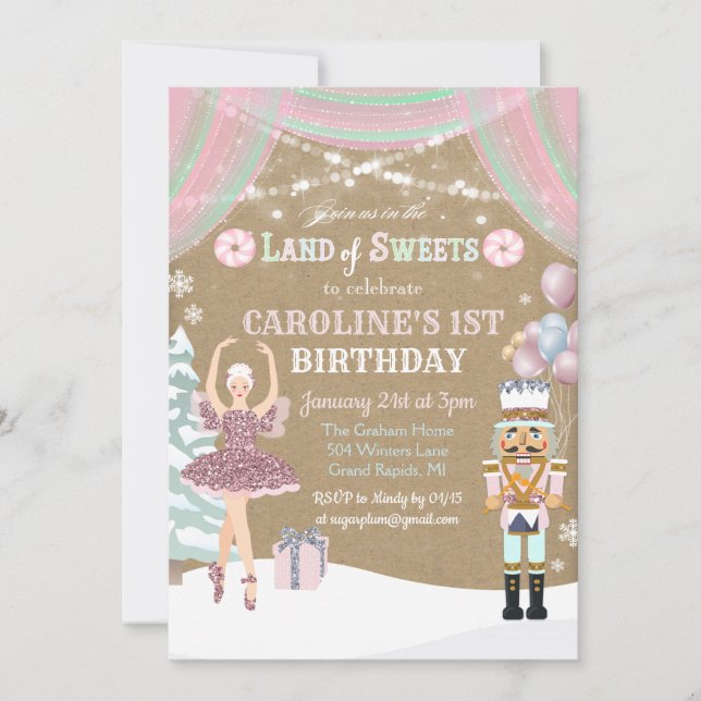 Invitation d'anniversaire Casse-Noisette Sugar Plu (Devant)