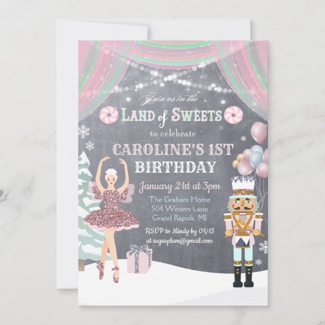 Invitation d'anniversaire Casse-Noisette Sugar Plu (Devant)