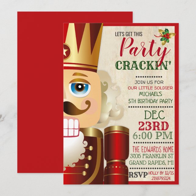Invitation d'anniversaire Casse-Noisette TOUT ÂGE (Devant / Derrière)