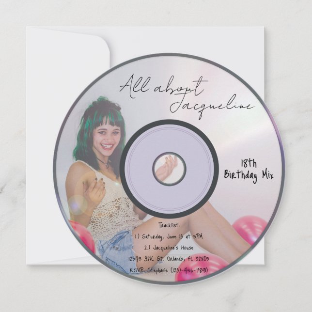 Invitation d'anniversaire CD musique Retro Girls (Devant)