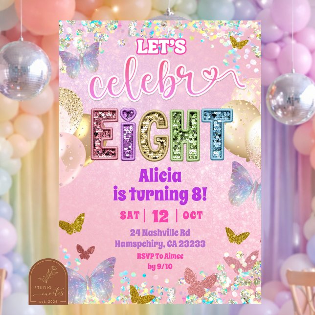 Invitation d'anniversaire Célébri lumière pastel r (Créateur téléchargé)