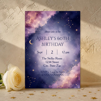 Invitation d'anniversaire céleste intemporel de 60