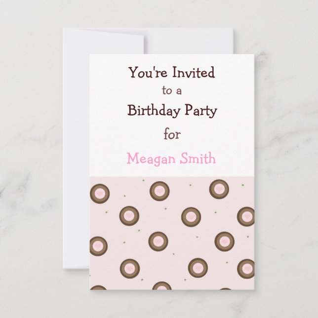 Invitation d'anniversaire Cercles Rose et Marron (Devant)